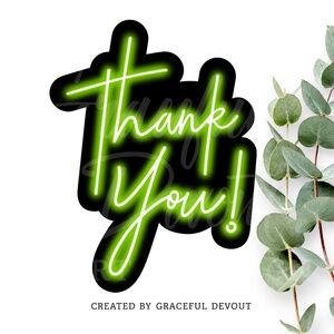 Thank You! Sticker (Green Neon)- 2" (inches) (96ct.)  [GD182-96]